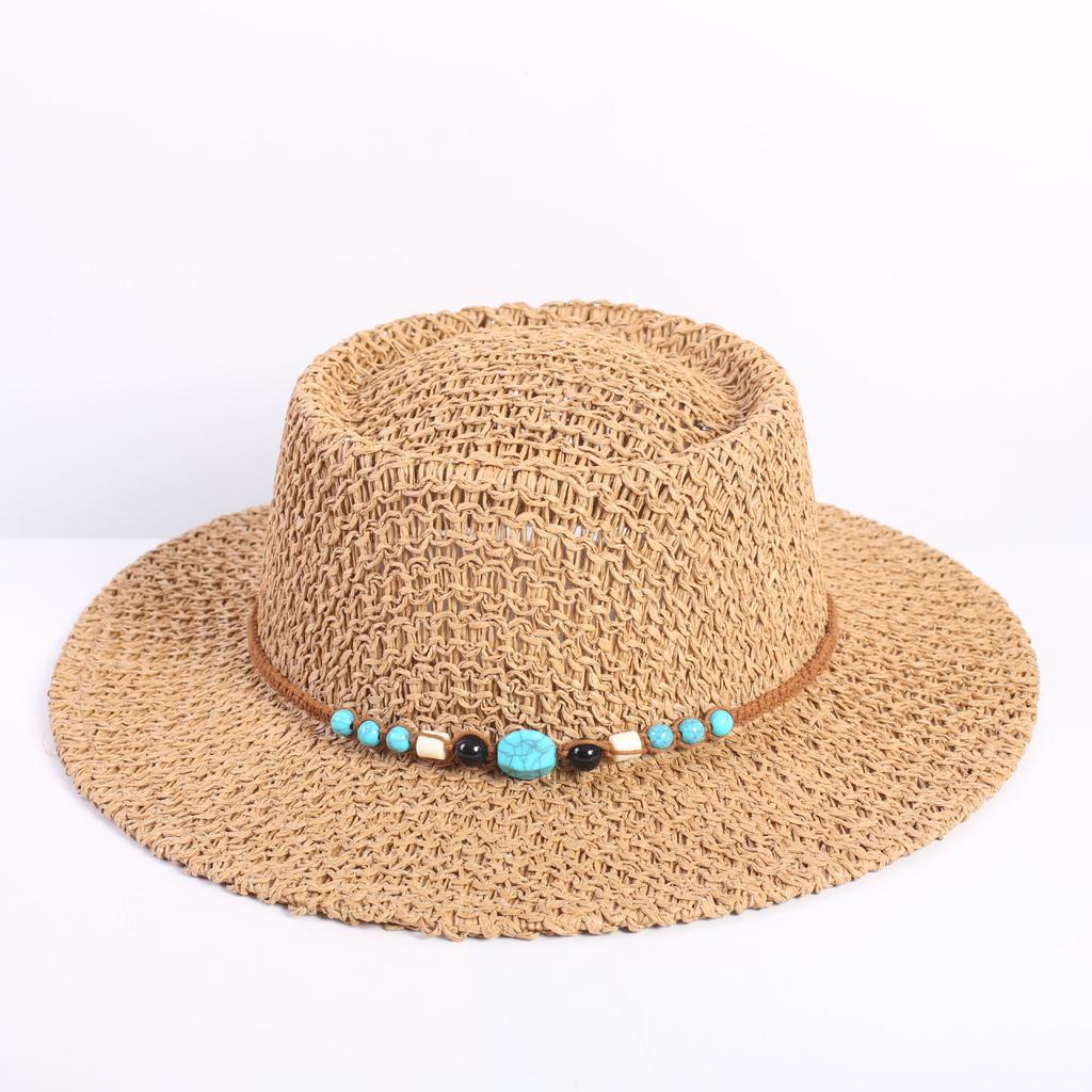 Popular fashion hollow woven concave-convex top straw hat men's and women's fashion summer sunscreen sunshade straw hat