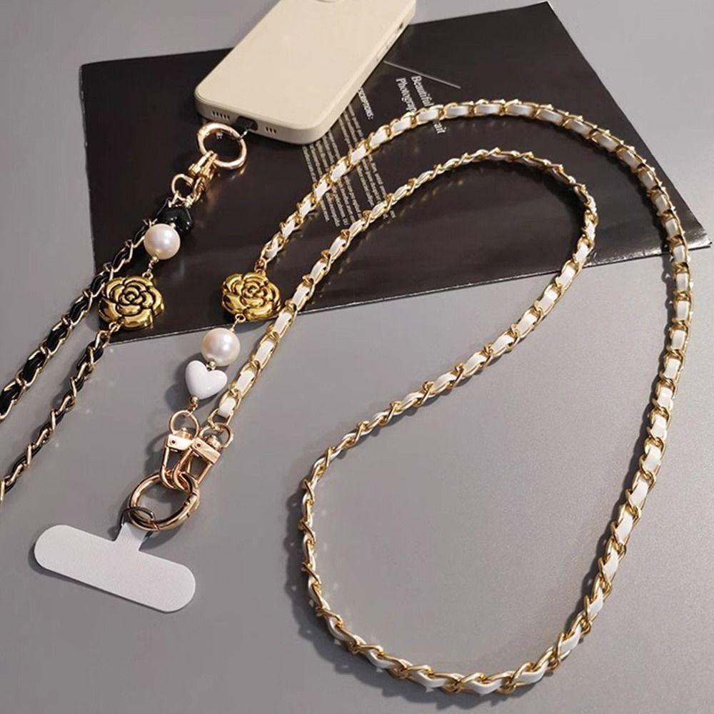 Pearl String Long Bag Chain Leather Crossbody Chain Key Hanging Chain Mobile Phone