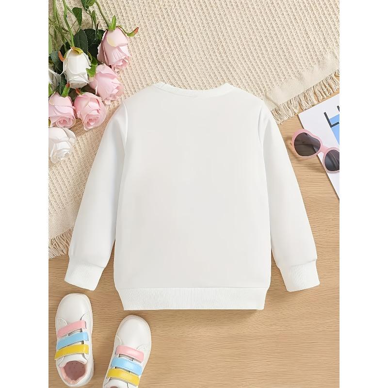 European sizes Kids' Fashionable Comfortable Cute Unicorn Holding Star Print Crew Neck Sweatshirt | Casual Style, Slight Stretch Fabric