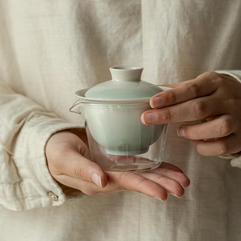 Portable Travel Tea Set 1 Pot 2 Cups Ceramic Kungfu Tea Gift for Camping Outdoor