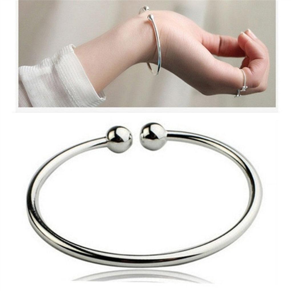 Woman Open Bracelet Silvery Plated Double Head Opening Bangle Adjustable Decorations Gilrs Mother Decor Jewelries Bangles