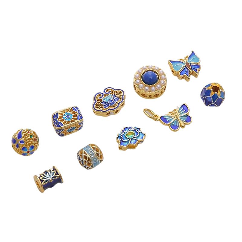 Copper Cloisonn Beads Charm Accessories For DIY Jewelry Making Bracelet Earring Necklace