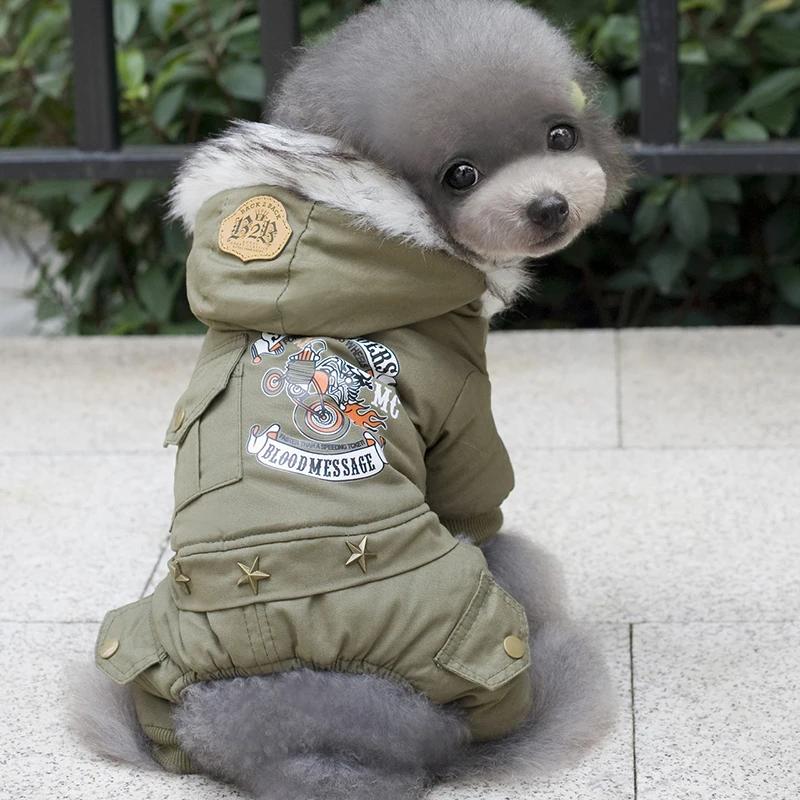 Winter Dog Jumpsuit Hoodie for Small Medium Dogs Windproof Warm Puppy Coat Overalls Pet Hooded Jacket Apparel French Bulldog Pug