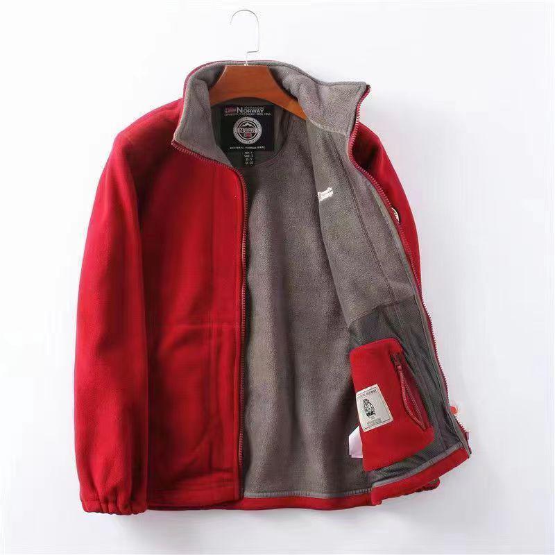 Norway Export: Men's Double-Sided Polar Fleece Jacket, Velvet Thickened, Autumn/Winter Warm, Loose Fit, Large Size