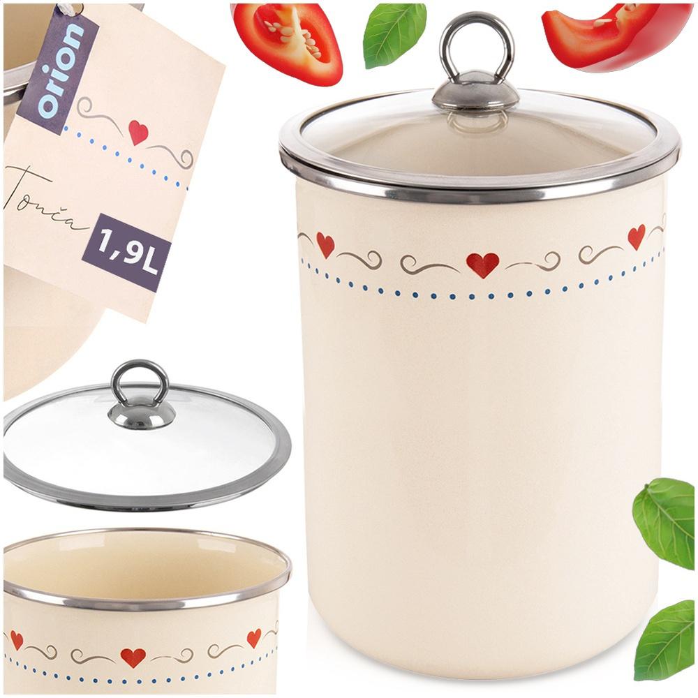Tonca 1.9 L Enameled Food Container With Glass Lid