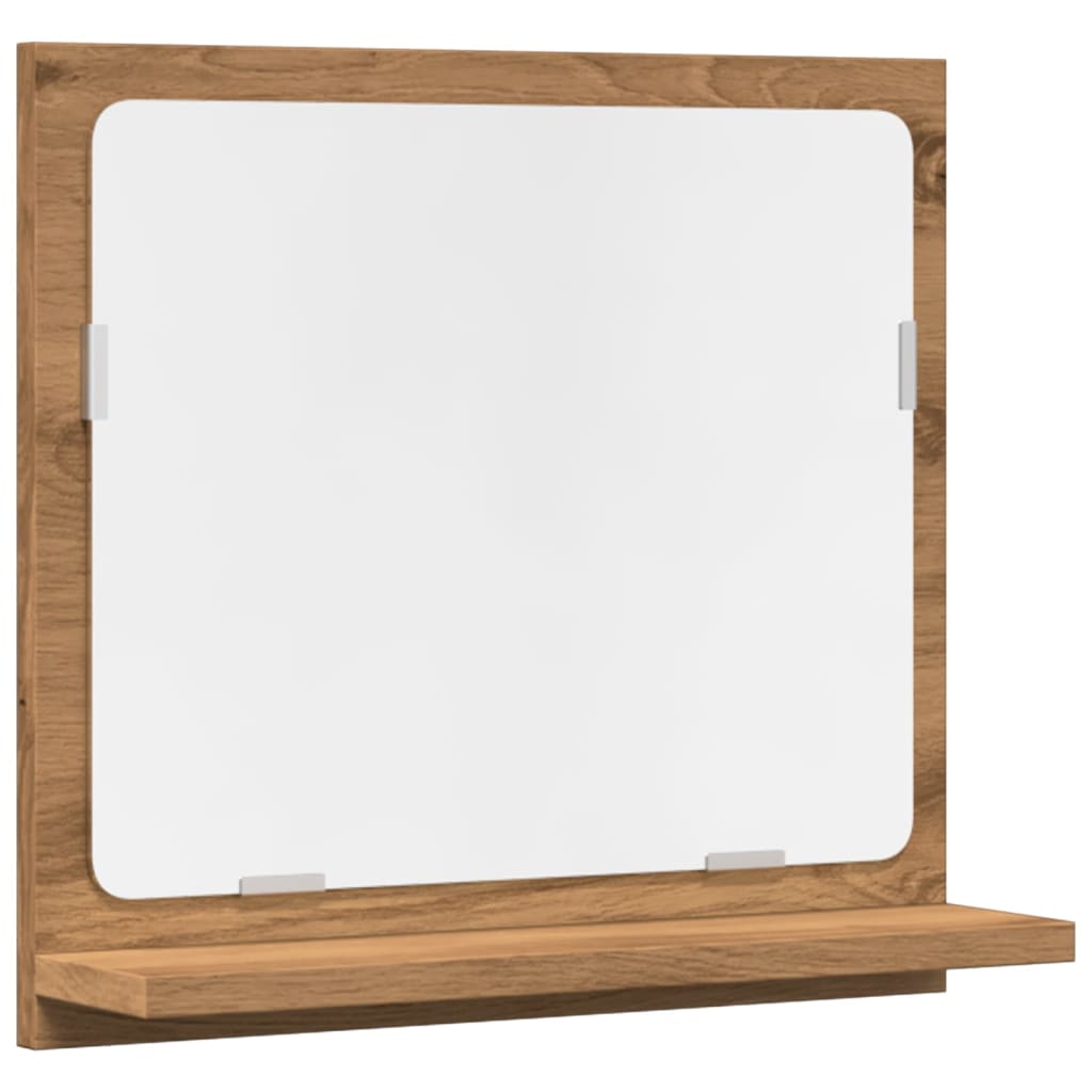 Retro Badezimmerspiegel mit Ablage, wandmontierter Bade- und Schminkspiegel, 40x11x37 cm