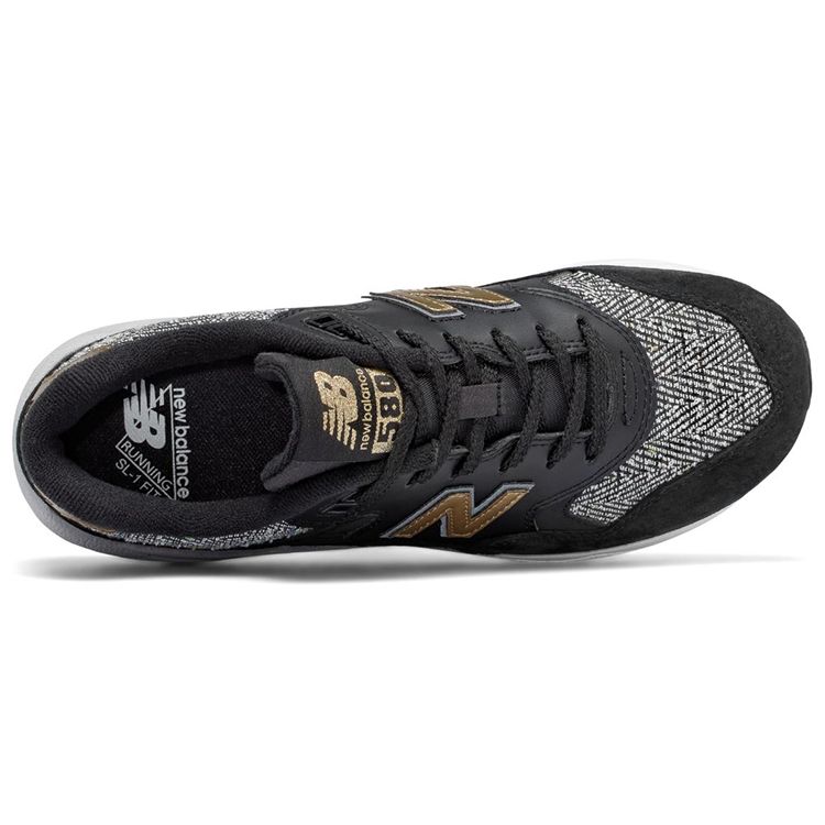 New Balance Nb 580 Minimalist Casual Leather Low-Top Marathon Running Shoes Women Sneaker Black Gold WRT580CD