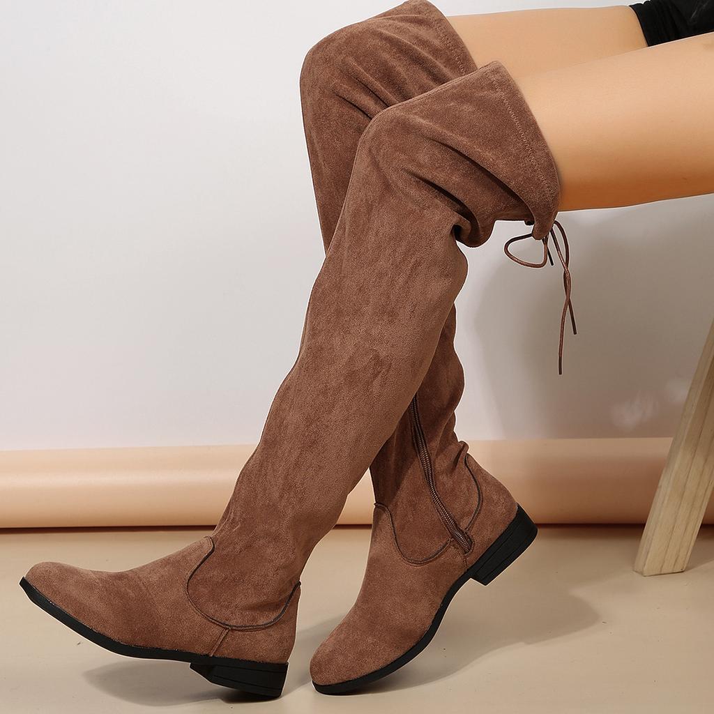Autumn new large size Roman retro style over the knee lace-up European and American style boots
