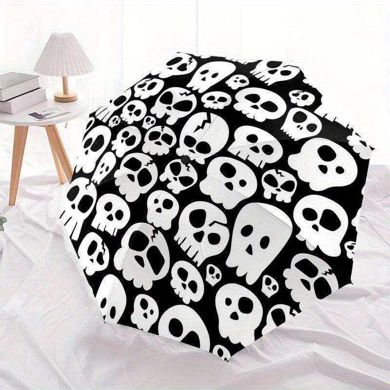 1pc Skulls Pattern Umbrella with Plastic Handle,Suitable for All Seasons Home Travel Outdoor UmbrellaB1834