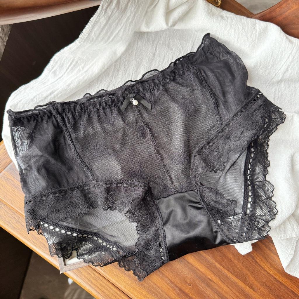 Damskor Vår och Sommar Sexiga Spets Jacquard Nät Andningsbara Mellanhöga Triangel Trosor