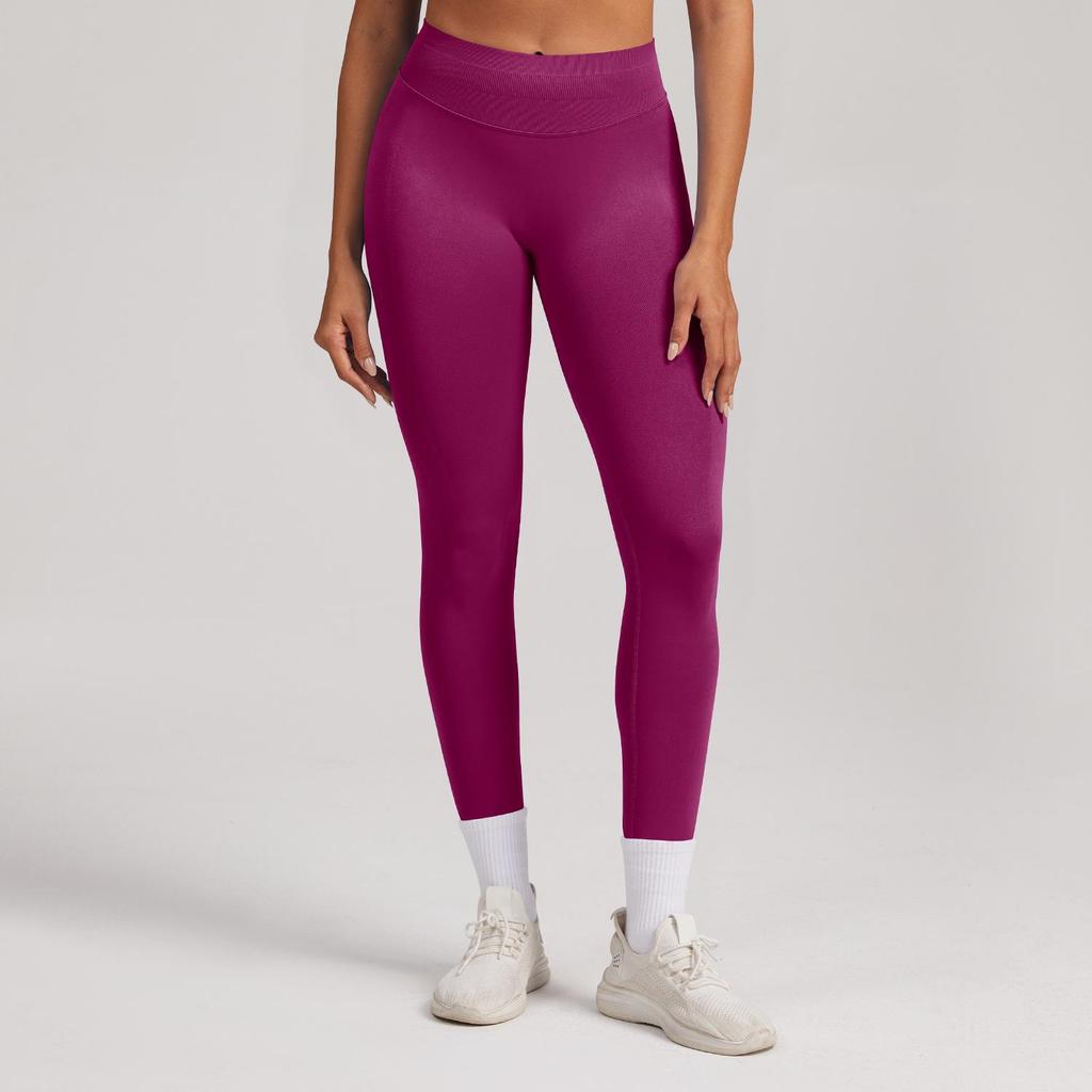 Seamless Matte Nylon Yoga & Running Pants with Hip-Enhancing Waist