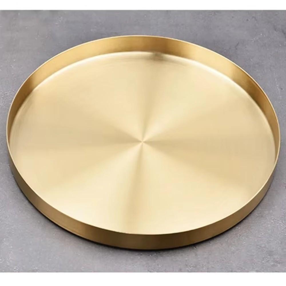 Ronde Vorm Metalen Decoratieve Schalen Roestvrij Staal Sieraden Display Plaat voor Bureau