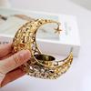 Eid Mubarak Ramadan Metal Candlestick Moon Shaped Candle Holder Home Desktop Ornament for Bedroom Showcase Living Room
