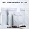 50Pcs Coffee Stand Up Pouch With Valve &Ziplock Pulltab Ground Coffee Beans Nutdried Tea Leaf Mga Pouches Ng Kap