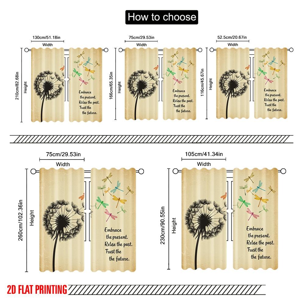 2 Stück 2D Flachdruck Fenstervorhänge Libelle Löwenzahn Umarmung Geschenk Polyester Ohne Strom Ganzjährige Party & Feiertag