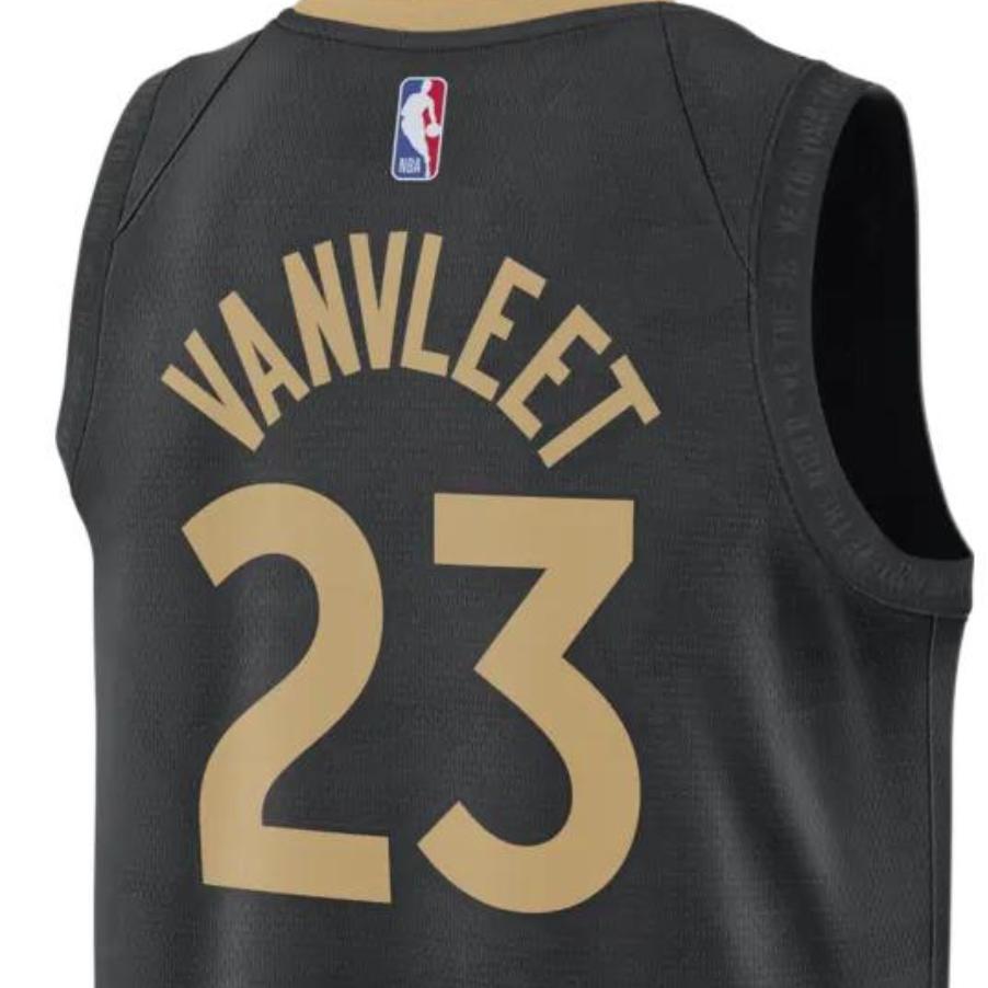Nike NBA Quick-Dry Printed City Edition Jersey Tank, SW Fan Version, 2022-23 Season, Raptors, Vanvleet No. 23 Unisex Tops Black DO9611-010