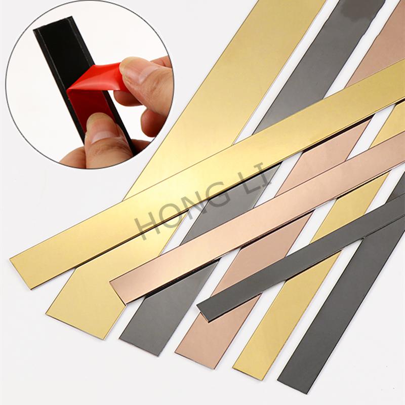 1 Rolle Goldband Edelstahl Flacher Hintergrund Wand Deckenkantenstreifen Aufkleber Wohnzimmer Dekoration Linien Möbelaufkleber