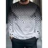 Men's 3D Stripe Printed Long-sleeved T-shirt, Comfortable, Breathable and Versatile Men's Top