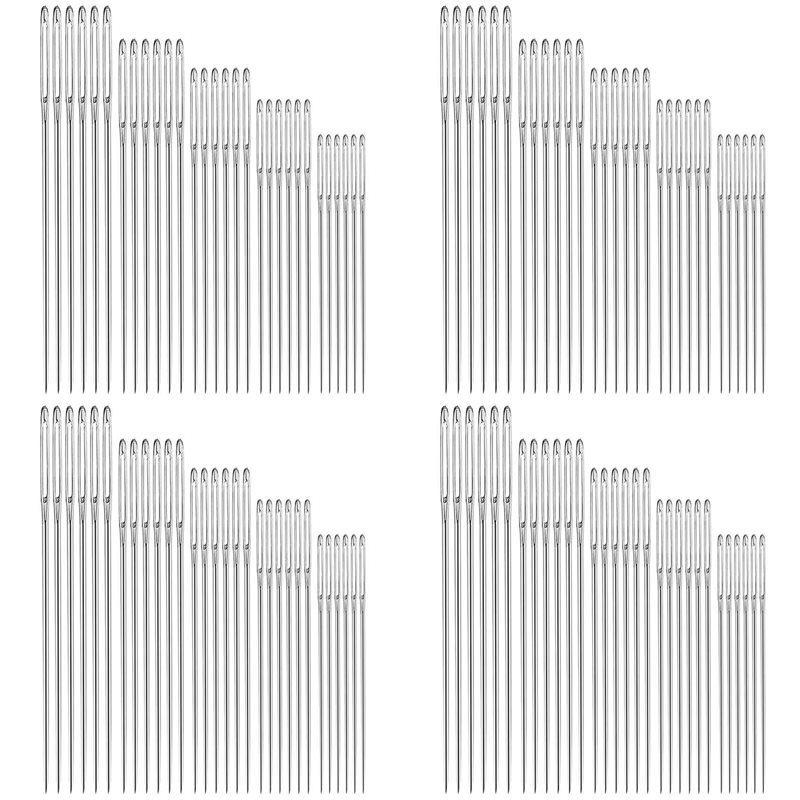 

120Pcs Large-Eye Stitching Sharp Thick Needles, 5 Sizes Stainless Steel Sewing Needles Kit срібний
