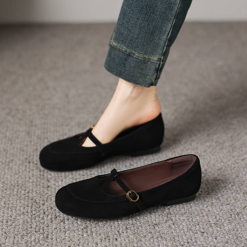 

Krazing Pot Suede Round Toe Flat with Summer Shoes Big Size Buckle Straps 42 Mary Janes Women Flats 34 чёрный