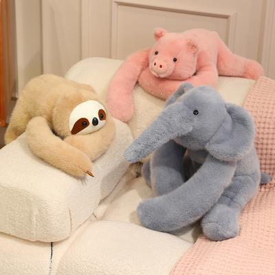 Adorable Shoulder Plush Collection Panda Lamb Pig Elephant Sloth Fox Lion Soft Stuffed Hugging Room Toy Sofa Delightful