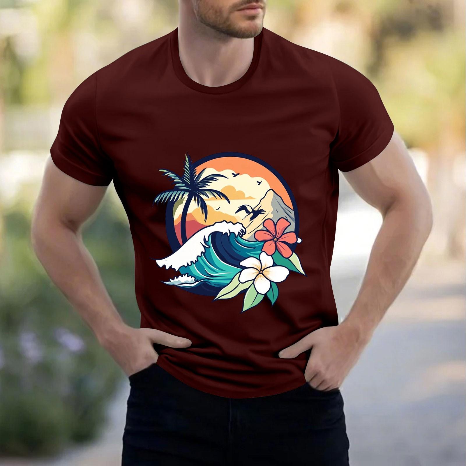 

Мужская рубашка с воротником-стойкой и коротким рукавом, свободная рубашка для отдыха и отдыха, мужская XL винный