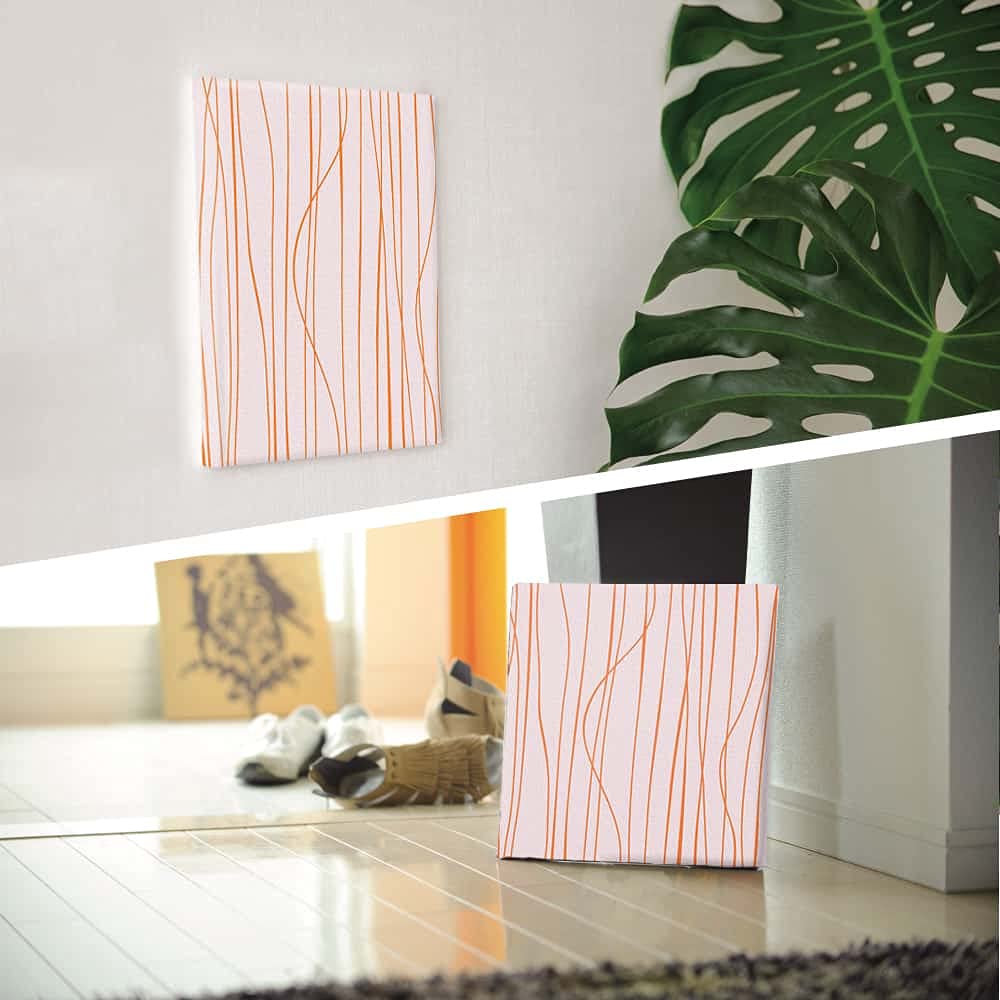 Lib Curved Striped Art Fabric Panel 57x57cm Made In Japan Orange Pastel Geometric Stylish