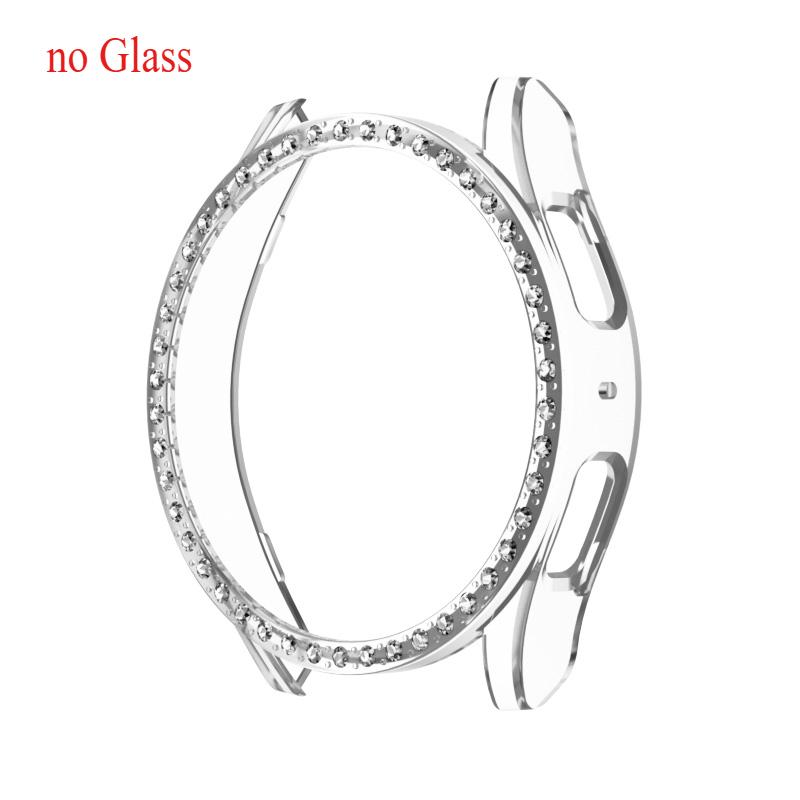 Case for Samsung Galaxy Watch 7 6 5 4 40mm 44mm Protective Case Plastic hard Bumper row diamond encrusted shiny cover no glass