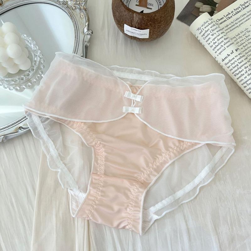 Girl Pure Desire Wind Satin Underwear Summer Thin Sweet Mesh Women's Triangle Panties