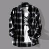 Cămașă cu mânecă lungă în carouri negru-alb toamnă stil japonez design pentru bărbați nișă retro stil Hong Kong cămașă largă jacket