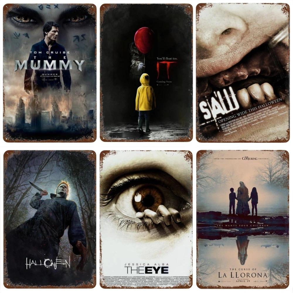 Poster Film Horror Clasic Placă Metalică Ruginită Retro Decorativă Bar Peștera Omului Garaj Club Semn Metalic Decor de Perete