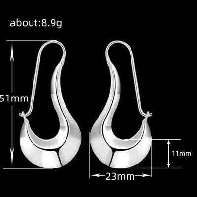 Versilberte Ohrringe S925 Silber Ohrringe Silberschmuck personalisierte kreative flache Bauch Ohrringe Modetrend Ohrhaken