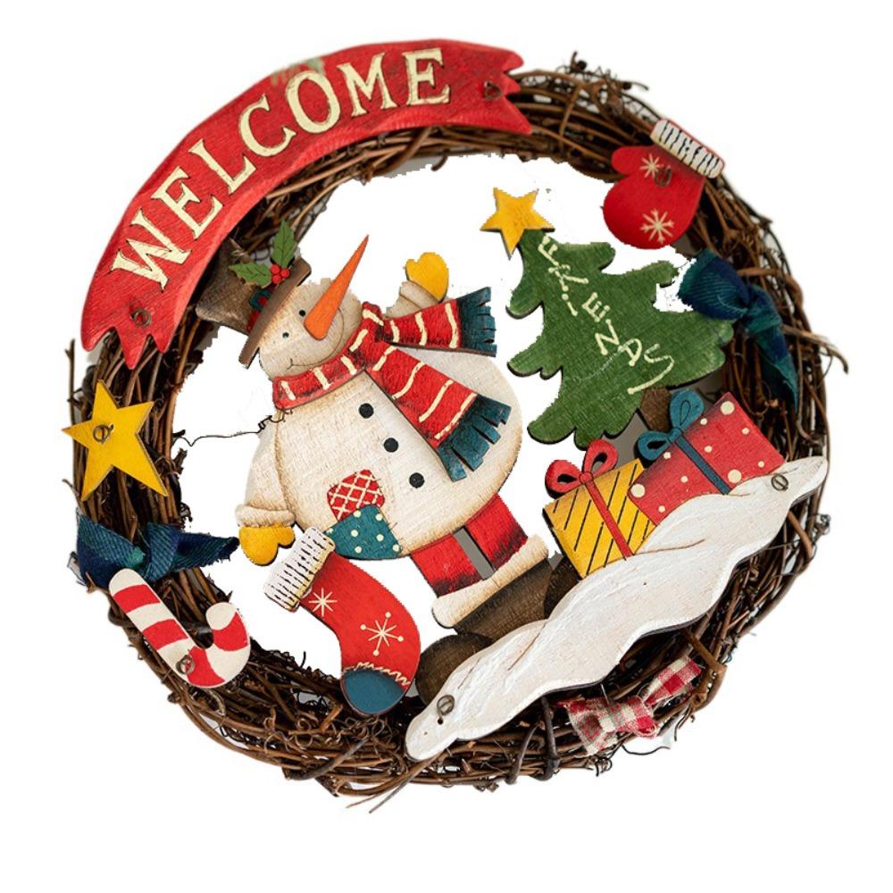 Creative Christmas Welcome Door Pendant Retro Santa Claus Snowman Decoration  Home