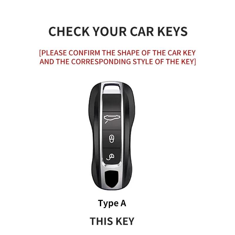 Suede Car Key Case Cover Shell for Porsche 958 Macan 911 Panamera 996 991 Boxster 987 997 2019 2020 Holder Keychain Accessories