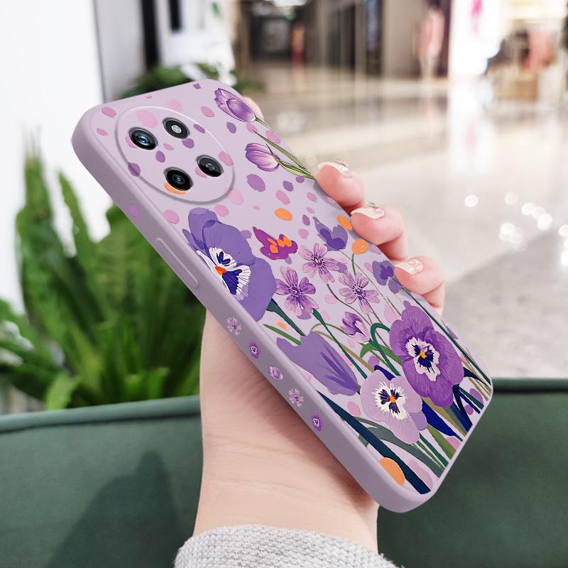 

Purple Charm Tulip Phone Case For OPPO Realme 12 11 10 9 9i 8 8i 7 Pro Plus C35 C21Y C25Y C25 4G 5G Liquid Silicone Cover Realme 8(8Pro)4G світло-фіолетового кольору