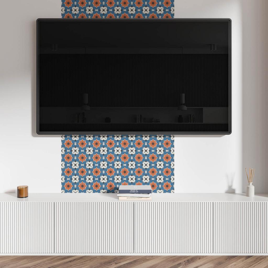 Zestaw Kafelków Winylowych Z Motywem Do Kuchni Wzór Kwiatowy Na Tle 10X40X20 Cm