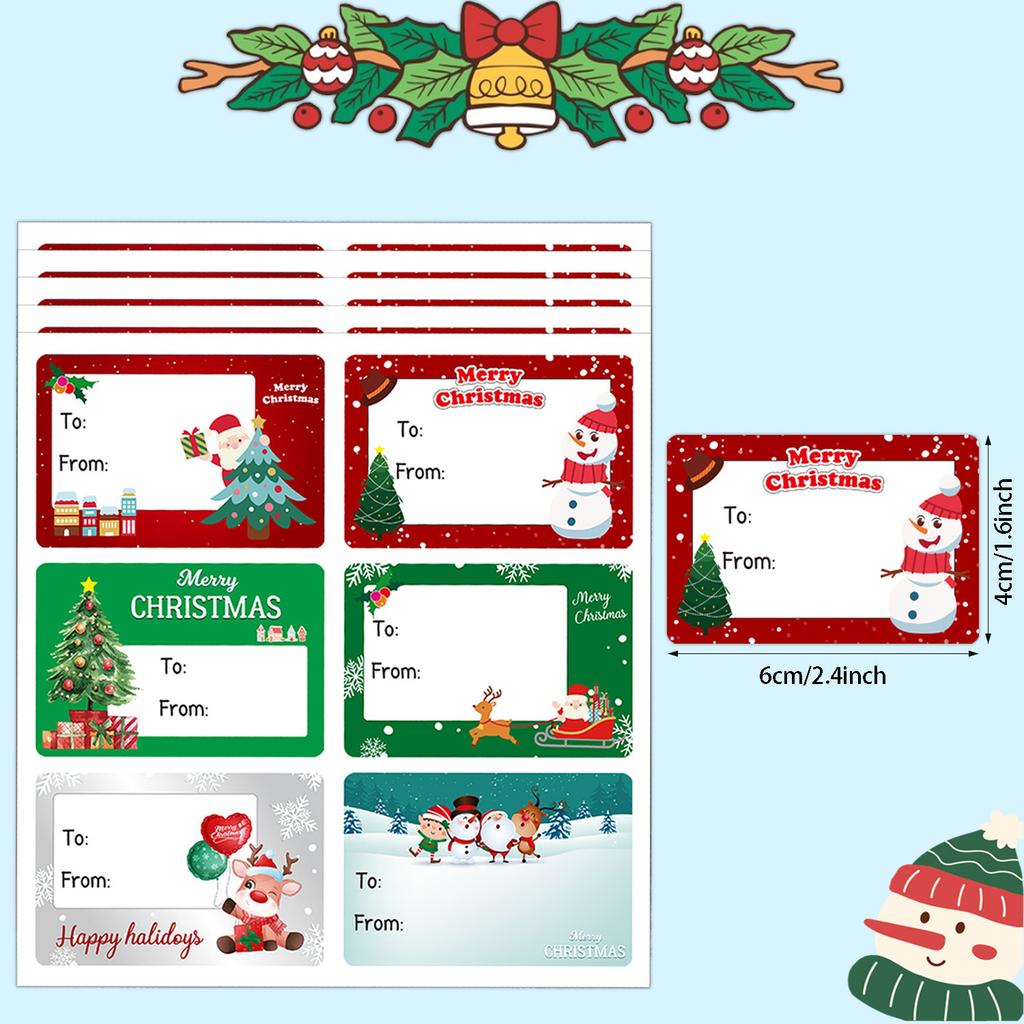 Cute Christmas Gift Stickers - Glossy Surface,Paper Bag&Closure&Name Stickers,Can Write Christmas Packaging Gift Stickers Labels