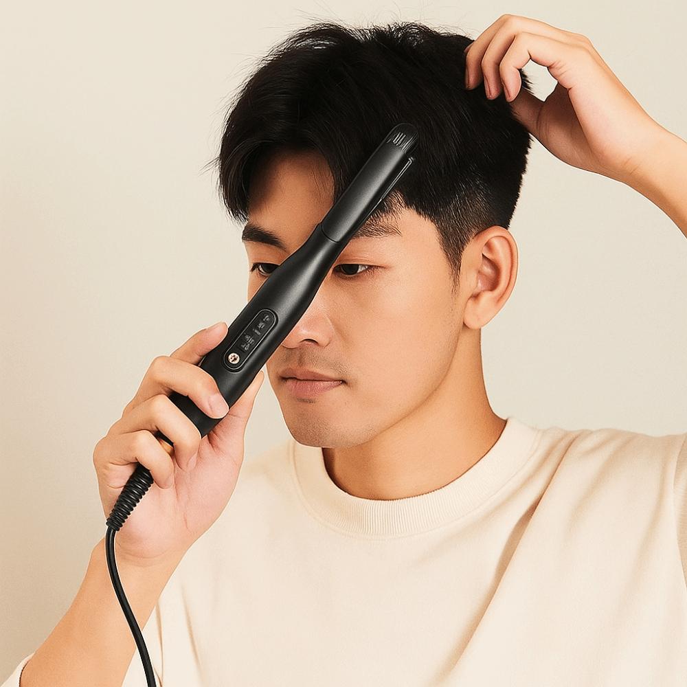 Non-slip Handle Men Curling Iron Plastic Casing Home Hair Curler  Hair Styling