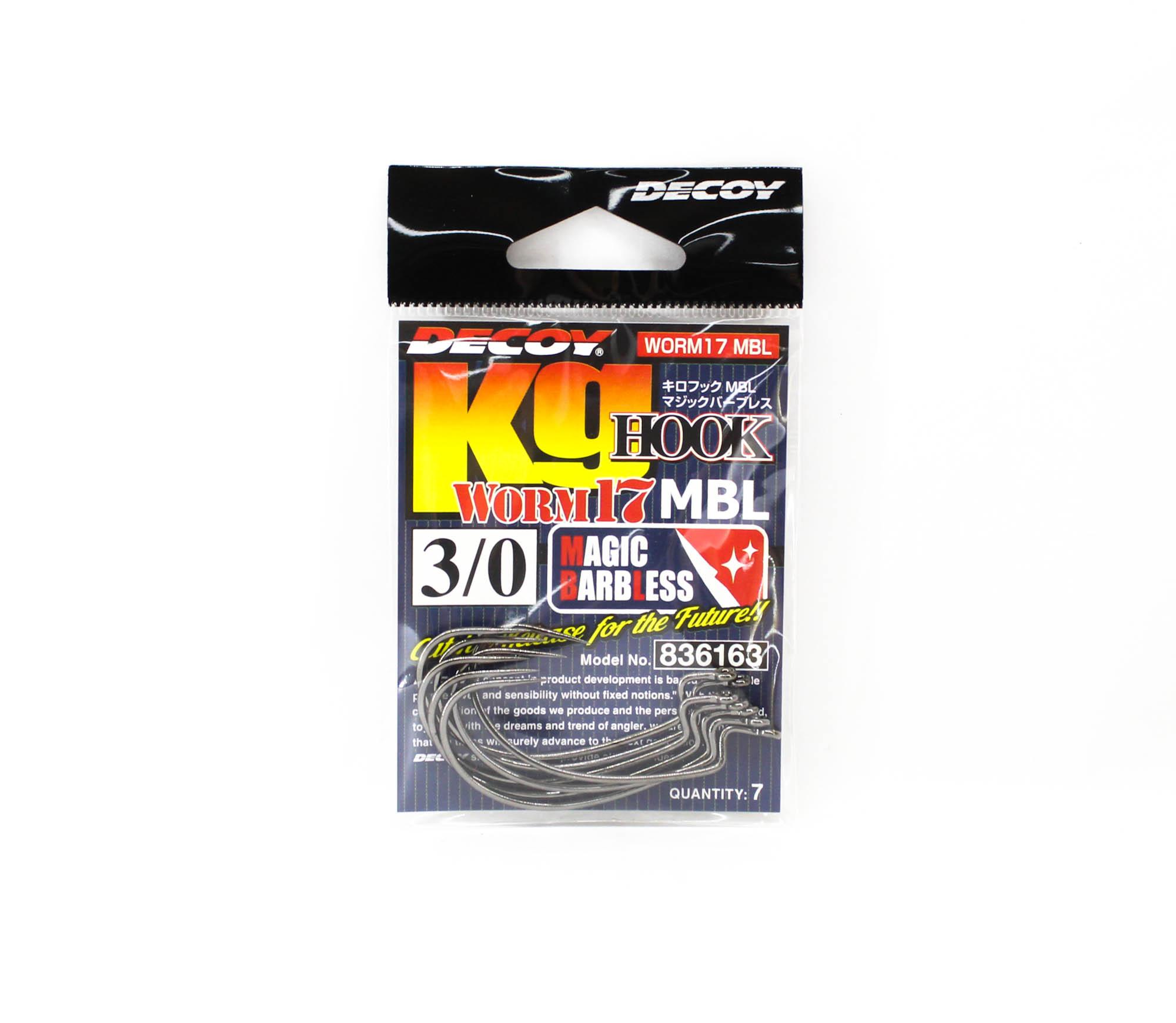 

Decoy Worm 17KG Magic Barbless Offset Worm Hooks Size 3/0 (6163)