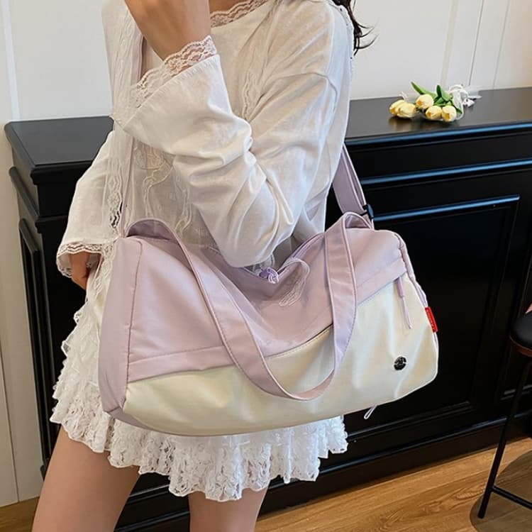 Color-blocked wet and dry separation gym bag travel bag