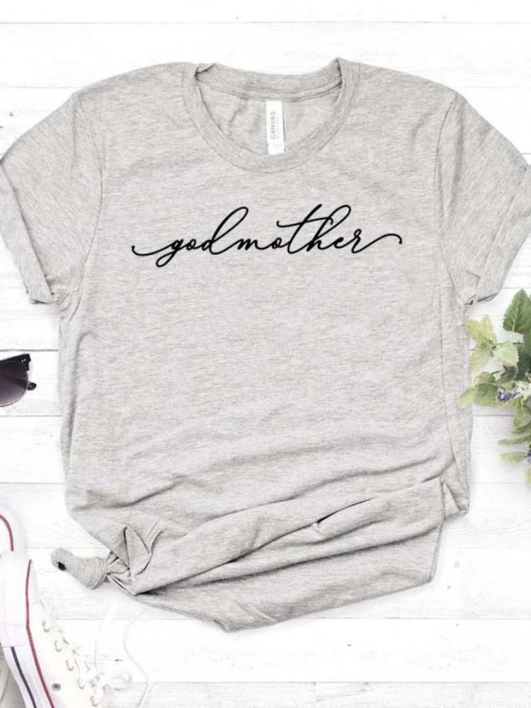 Women T Shirt Godmother Letters Print Tshirt Women Short Sleeve O Neck Loose T-shirt Ladies Causal Tee Shirt Clothes Tops