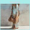 Vintage Chiffon Print Dress With Splicing Design For Casual Travel And Date Nightwear