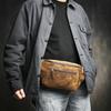 New Retro Genuine Leather Men's Waist Bag with Crazy Horse Leather Large Capacity Men's Bag Multi Functional Head Layer Leather Bag