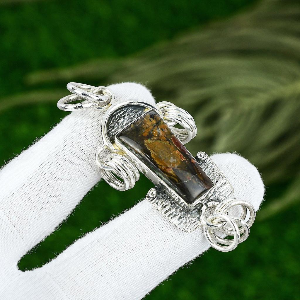 Sterling Silver Fruit Jasper Gemstone Elegant Engagement Handcrafted New Pendant