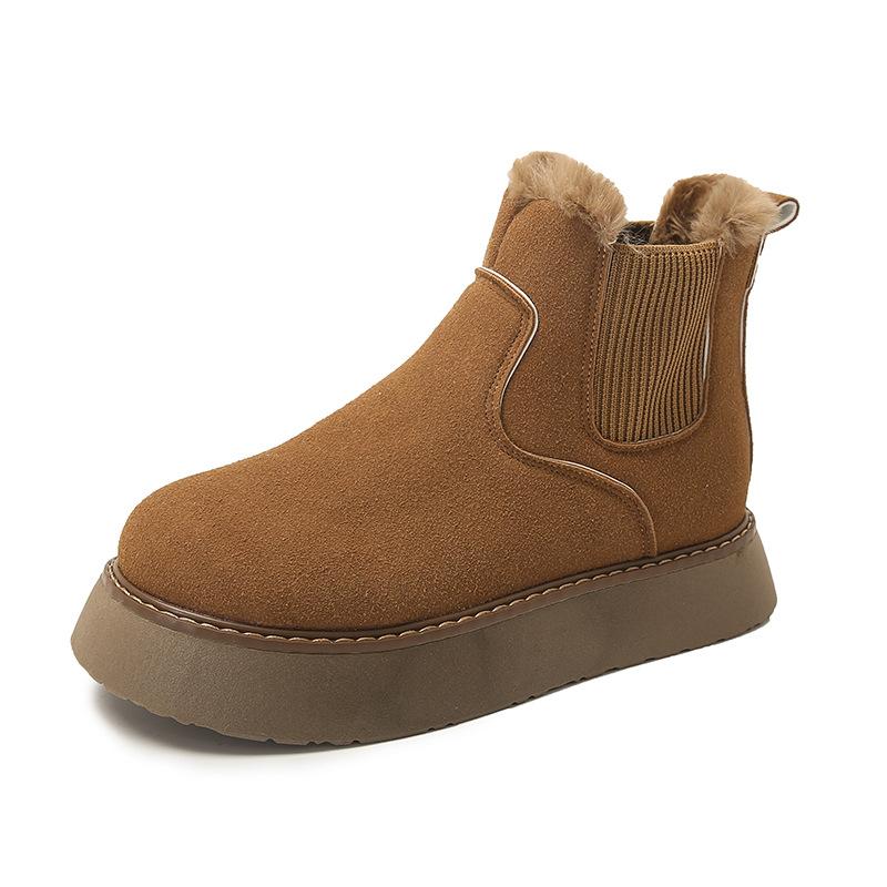 

Snow boots women s winter warm student large size cotton shoes new elastic mouth one pedal flat bottom short cotton boots 34 світло-коричневого кольору