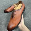 Mode Neue Herren Oxfords Schuhe Braun Gelb Runde Zehe Schnürschuhe Business Handgefertigte Kleiderschuhe Größe 38-46
