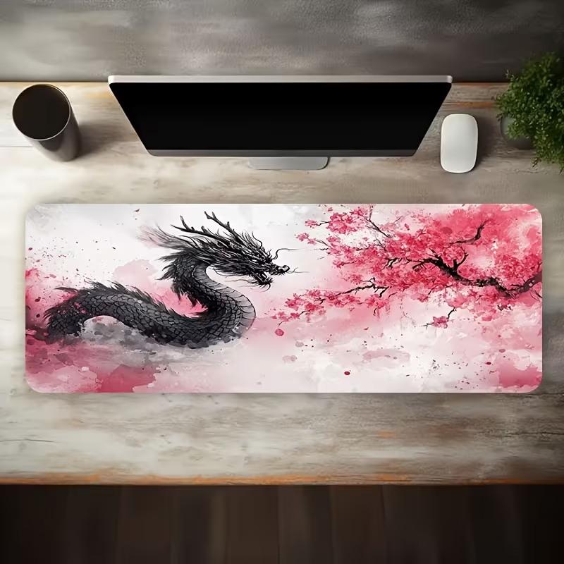 Fantasy Black Dragon Large Desk Mat Antislip Rubber Mousepad For Esport Gaming Room Pc Keyboard Workstation Desktop Decor