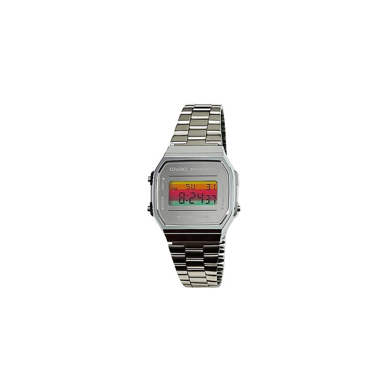CASIO Customized watch modified series retro small square watch life waterproof A168WEM-7 modified-Sanyaojie YinSeBiaoPanCaiSeHengTiaoWenBiaoJing