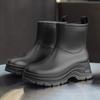 Rain Shoes Short Tube Women's Non-slip Waterproof Shoes Fashionable Adult Outdoor Water Boots Kitchen Rubber Shoes Warm Thick-soled Rain Boots Women