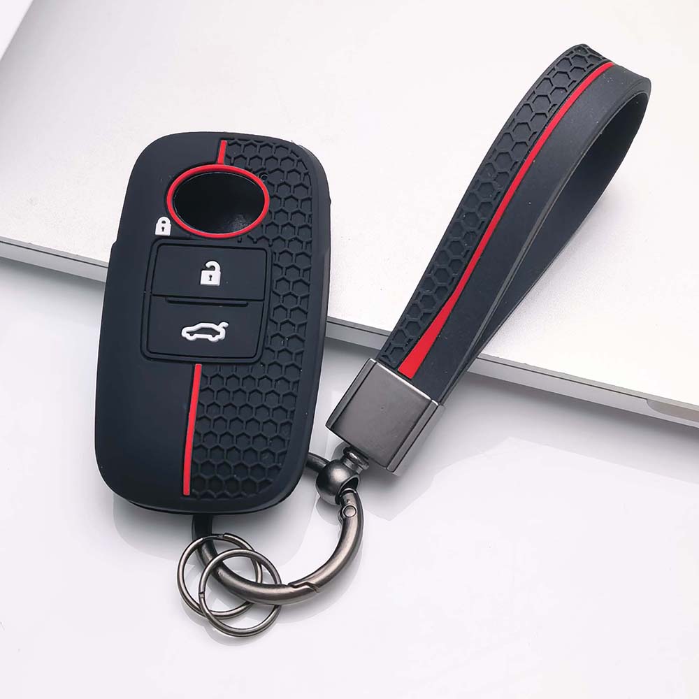 Silicone Car Key Cover Case Shell with keychain for Toyota RAIZE for Daihatsu Rocky 4 Buttons Key Cover Case Car Accessories чёрный